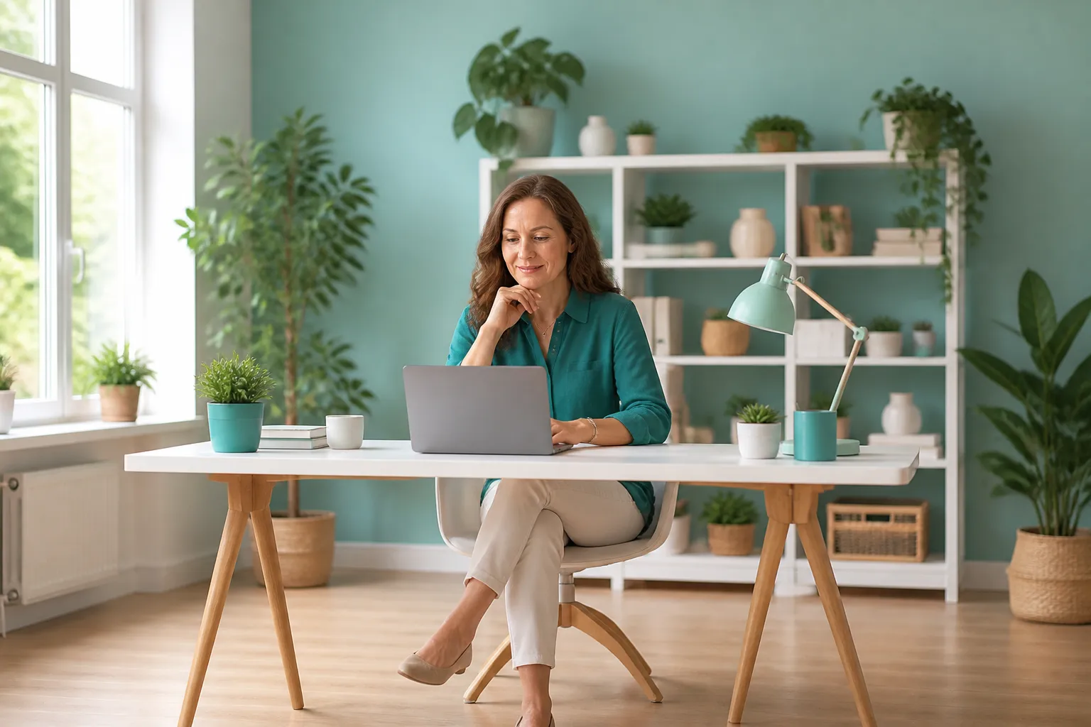 Small business owner reviewing their AI search visibility on a laptop